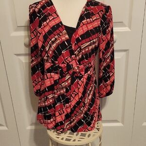 Style & Co. Red and Black Blouse